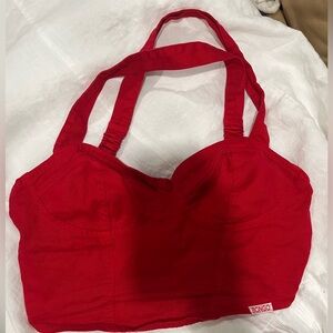 Bright red fitted crop top from Bongo